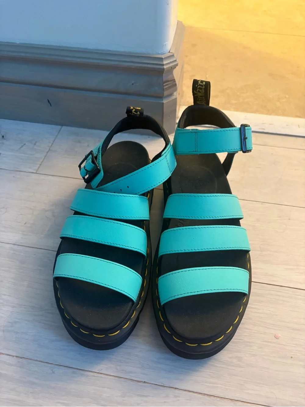 Mint blue dr marten sandals